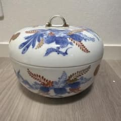 源六焼 富永源六 蓋付き鉢 鳳凰文様 染付 金彩 陶磁器古美術 骨董のサムネイル