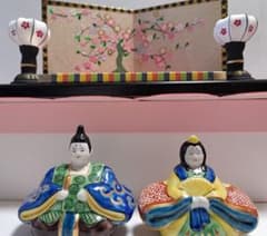 k-⑪九谷焼 ひな人形 3号 親王飾り 菊仙作 唐草 鹿の子 - メルカリ