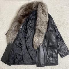 極美品✨ペレペレ シルバーフォックス×ラムレザーロングコート 黒