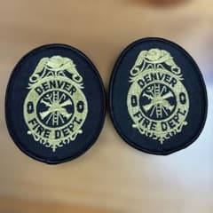 2枚セット DENVER FIRE DEPT 消防 刺繍ワッペン 6×7.5cm