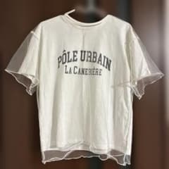 PÔLE URBAIN ロゴTシャツ チュールレイヤード ホワイト