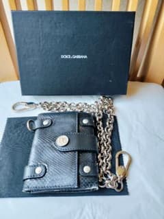 DOLCE&GABBANA ウォレットチェーン 黒パイソン革 財布 - メルカリ