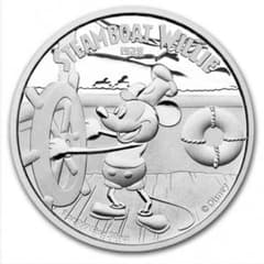 2014年　ディズニー蒸気船ウィリー　1オンスプルーフ銀貨　（世界初1万枚限定） 2014年 ディズニー蒸気船ウィリー 1オンスプルーフ銀貨 （世界初1万枚
