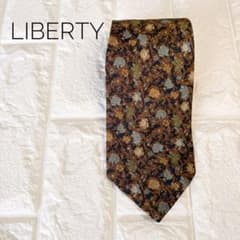 美品】LIBERTY リバティ ネクタイ 花柄 ブラウン系 スーツ シルク