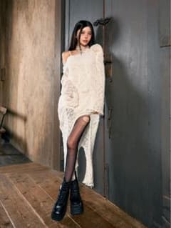 darich】ローゲージデザインニットロングワンピース【白 美品】 - メルカリ