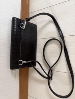 クロコ型押し ショルダーバッグ ブラックのサムネイル