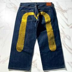 EVISU エヴィス オーバーオール インディゴブルー 赤カモメ XLサイズ EVISU エヴィス ビッグカモメ ペイント 赤耳 デニム パンツ