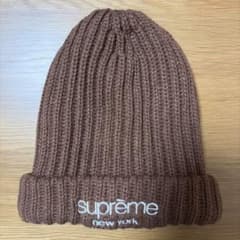 supreme ブラウン ニット帽 ニット ビーニー 茶色 シュプリーム - メルカリ