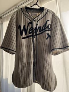 WEIRDO ベースボールシャツ L 半袖 ピンストライプ ロゴ コットン WEIRDO ベースボールシャツ L 半袖 ピンストライプ ロゴ コットン