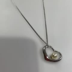 シルバー925 ハート型真珠ネックレス