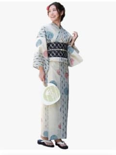 値下げ⭐︎ブリリアントピース utatane 綿麻浴衣 生成り地に紺色の