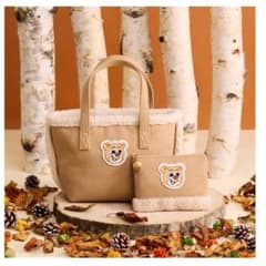 フェイラー　テディボアトート&ポーチ　セット ⭐︎開封済の未使用品 新品】ラブラリーバイフェイラーオールドテディワッペンボアバッグ