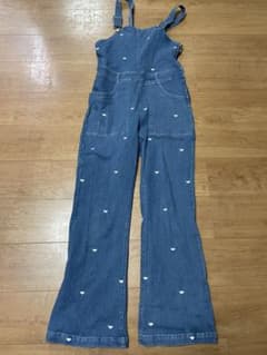 miteデニムブルー ハート柄刺繍オーバーオールのサムネイル