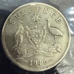 No.73 アンティーク 銀貨 オーストラリア 6ペンス 1946 - メルカリ