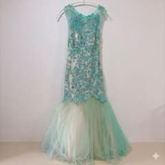 【豪華】エメラルドグリーン マーメイドドレス 刺繍ビジュー 演奏会 ステージ