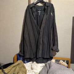 ストライプ柄 長袖シャツ ブラックのサムネイル