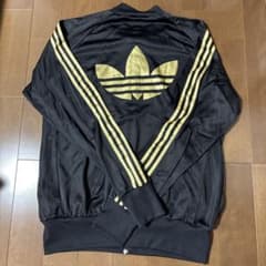 adidas 旧ロゴ　トラックジャケット 2XL ブラック ゴールドのサムネイル