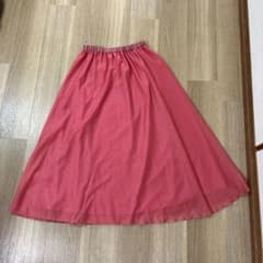PRIORITYピンク ロングフレアスカート 2枚重ね ウエストゴムのサムネイル