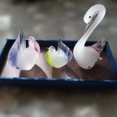 ガラス製鳥の置物3点セット - メルカリ