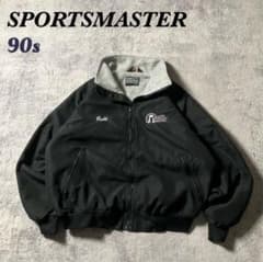 90sSPORTSMASTERウォームアップジャケットUSA製刺繍ロゴブラック黒