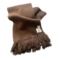 マックジョージ　ピュアカシミヤ　ブラウン フリンジマフラー　スコットランド製 マックジョージ ピュアカシミヤ ブラウン フリンジマフラー