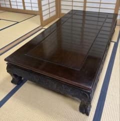 唐木家具 龍彫刻 座卓 重厚 大型180cm】高級 唐木座卓 龍彫刻 無垢材（紫檀系）⁠重厚 和家具