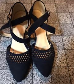 パンプス サンダル 22.5 kobe shoes クロスストラップ ネイビーのサムネイル