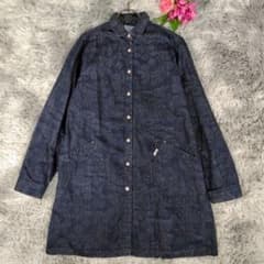 BLUE TRICK◎岡山デニム ショップコート 総柄 鳳凰 インディゴ 薄手L