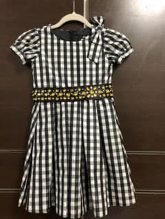 ビジューベルト付き白黒ギンガムチェックワンピースのサムネイル