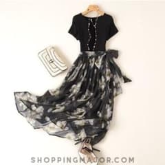 花柄シフォンワンピース　Aラインのサムネイル