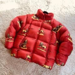 23aw シュプリーム PERTEX ダウンジャケット ライオン 総柄 L 赤 