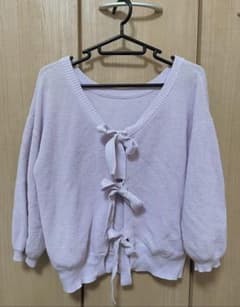 春夏 サマー ニット カーディガン パープルのサムネイル