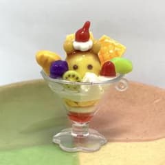 メンダコ　プリンアラモード　パフェ　樹脂粘土　ハンドメイドのサムネイル