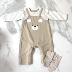 くま耳 カバーオール ソックス セット ベビー服のサムネイル