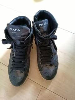 PRADA high-top sneakers, camouflage leather, size 38 (24.5cm/25cm).