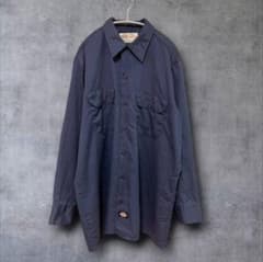 Dickies ワークシャツネイビー2XL相当 ルーズシルエット 無地 ワッペンのサムネイル