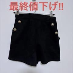 GRL レディース ゴールドボタン付き ブラック ショートパンツ Sのサムネイル