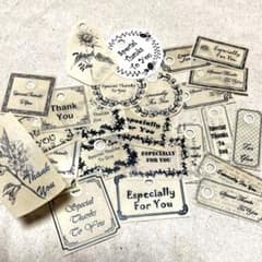 ワックスペーパーの thank youタグ ♪ 紐なし25枚 no.155のサムネイル