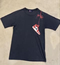 ナイキ ジョーダン肩掛け Tシャツ ブラック オリジナル ヴィンテージ 80s当時物 NIKE 肩掛けジョーダン Tシャツ 紺タグ ヴィンテージ レア