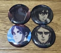 進撃の巨人缶バッジ リヴァイ、ミカサ、エレン、ジャン - メルカリ