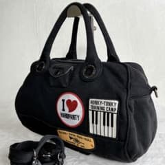 DIESEL 2way ハンドバッグ ミニボストン コットン ワッペン ブラック DIESEL 2way ハンドバッグ ミニボストン コットン ワッペン ブラック