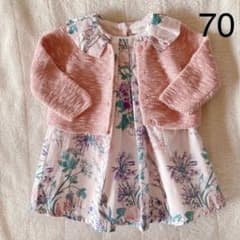 70 美品 NEXTbaby 花柄ワンピース ニットカーディガン セットのサムネイル