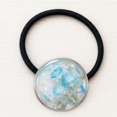 朝顔 クリアブルー レジン ヘアゴム ハンドメイド 水色 透明感 涼やか