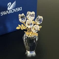 極美品 スワロフスキー クリスタルグラス フィギュリン バラ 薔薇 金 ゴールド 極美品 スワロフスキー クリスタルグラス フィギュリン バラ 薔薇 金