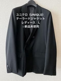 【新品未使用】UNIQLO レディース　テーラードジャケット ブラック Lサイズのサムネイル