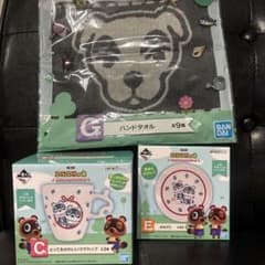 あつまれどうぶつの森 C賞マグカップ E賞まめ皿　たぬきち　G賞とたけけハンカチのサムネイル