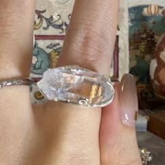 ハンドメイド シルバーチェーンブレスレット 虹入り水晶 クォーツ
