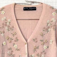 希少✨ケイタマルヤマ 桜 花 刺繍 アンサンブル カーディガン ニット 黒 希少✨ケイタマルヤマ 桜 花 刺繍 アンサンブル カーディガン
