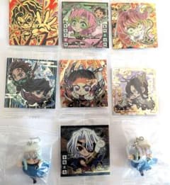 【内袋未開封】鬼滅の刃 ディフォルメシール7枚セット+宇髄天元めじるしマスコットのサムネイル