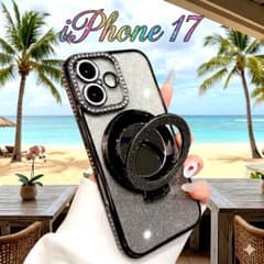 iPhone17 ケース ブラック グリッター リング MagSafe対応のサムネイル